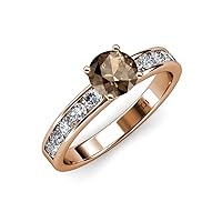 Smoky Quartz & Natural Diamond (SI2-I1, G-H) Engagement Ring 2.00 ctw 14K Rose Gold