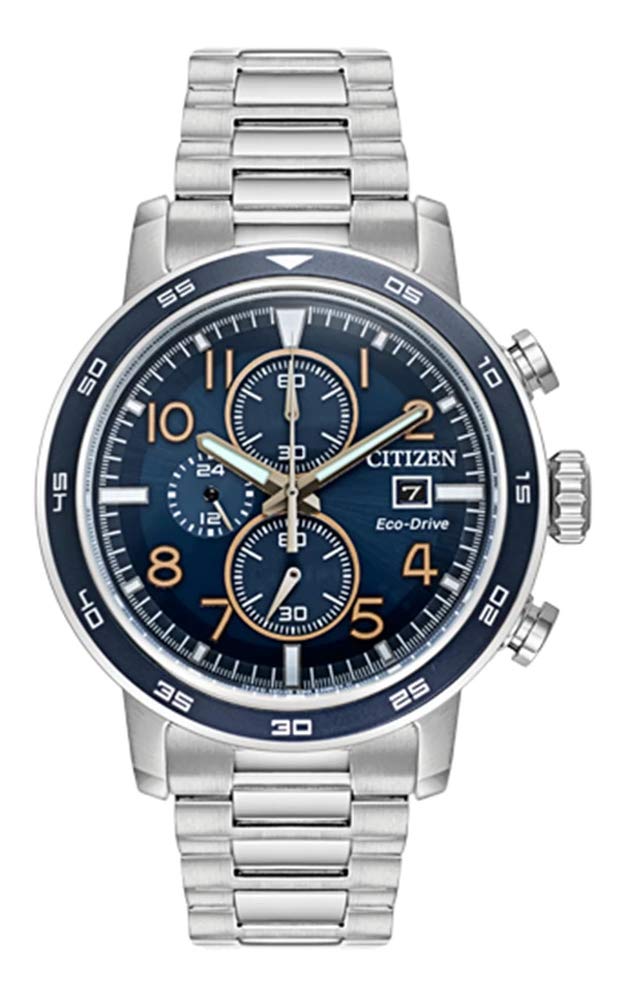 Citizen CA0647-52L Men's Eco-Drive Stainless Steel Blue Dial Chrongraph Watch