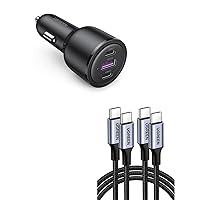 UGREEN Bundle USB C Car Charger Fast Charging 69W and 100W USB C to USB C Cable Fast Charge - 6FT