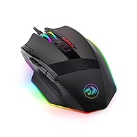 Redragon M801 PC Gaming Mouse LED RGB Backlit MMO 9 Programmable Buttons Mouse with Macro Recording Side Buttons Rapid Fire Button for Windows Computer Gamer (Wired, Black) (Renewed)
