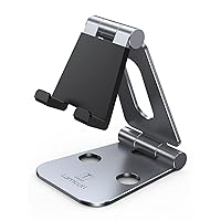 Lamicall Tablet Stand Multi-Angle, Cell Phone Holder for Desk, Adjustable Metallic Dock Cradle, Compatible with iPad Mini Pro Air, iPhone Xs Max XR X 8 7 6S 6 Plus, Switch etc, (4-10'') - Gray