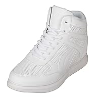 CALTO Men's Invisible Height Increasing Elevator Shoes - Lace-up High-top Fashion Sneakers - 3.8 Inches Taller