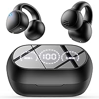 Ear Clip Earbuds True Wireless Bluetooth Headphones, Mini Open Ear Earphones Bone Conduction Headphones for Sport Workout Driving Walking Running Compatible with iPhone Android (Black)