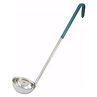 Winco Stainless Steel Ladle with Green Handle, 4-Ounce, Medium