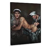 Posters Gay Male Poster Vintage Male Character Poster Two Men Tattoo Poster Canvas Art Poster Picture Modern Office Family Bedroom Living Room Decorative Gift Wall Decor 24x32inch(60x80cm) Frame-st