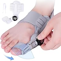 Bunion Corrector for Women Men Big Toe, Adjustable Knob Bunion Splint for Bunion Relief, Orthopedic Toe Straightener with Anti-slip Heel Strap and Silicone Pad, Suitable for Left and Right Feet (1, White)
