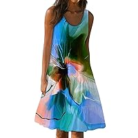 Dresses for Women 2024 Sleeveless Midi Dress Plus Size Sundresses Womens Sun Dresses for Island Vacation Maxi Dress
