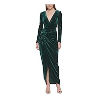 Vince Camuto Womens Petites Velvet Long Sleeves Evening Dress Green 12P