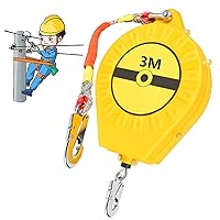 BOVDC Height Safety Device Fall Protection 3-20 m, Fall Protection Retractable Green/Yellow, Fall Protection Roof with CE Certificate, Climbing Safety Device Retractable (Yellow, 3 m)