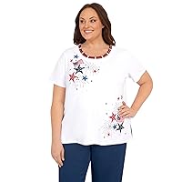 Alfred Dunner Women's Plus-Size Double Strap Fireworks Top
