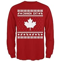 Old Glory Canadian Canada Eh Ugly Christmas Sweater Mens Long Sleeve T Shirt