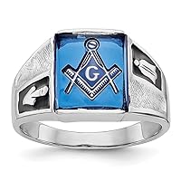 14k White Gold Open back Not engraveable Mens Masonic Ring Size 10 Measures .85mm Thick Jewelry for Men