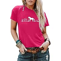 Horse Lover T-Shirt Women Western Shirts Horse Gifts for Girls Western Graphic Tees Casual Short Sleeve Tops