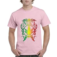 Cannabis Indica Rasta Colors Mens T-Shirt Tee X-Large Light Pink