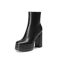 DREAM PAIRS Women's Platform Ankle Boot High Chunky Heels Square Toe Comfort Party Dress Booties Shoes for Women