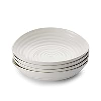 Portmeirion Sophie Conran White Pasta Bowl | Set of 4 | Large Serving Bowls for Soup or Salad | 9 Inch | Made from Fine Porcelain | Microwave and Dishwasher Safe