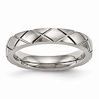 4mm Titanium Polished Criss Religious Faith Cross Grooved Ring Jewelry for Women - Ring Size Options: 10 10.5 11 11.5 12 6 6.5 7 7.5 8 8.5 9 9.5