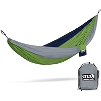 Eagles Nest Outfitters DoubleNest Lightweight Camping Hammock, 1 to 2 Person, Special Edition Colors, Grey/Green/Blue