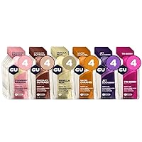 GU Energy Gel 24-Count Assorted Flavors and GU Energy Chews 12-Bag 24-Serving Variety Pack Bundle