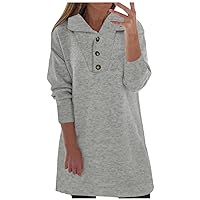 Women's Dresses Fall Winter Solid Color Lapel Button Long Sleeve Pullover Casual Dress
