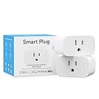 Smart Plug, Smart Home Wi-Fi Mesh Outlet, 15A Ultra Efficient Smart Plug Compatible with Alexa, Google Home & IFTTT, No Hub Required, 2.4GHz Wi-Fi, Remote Control, ETL Certified, 2Pack