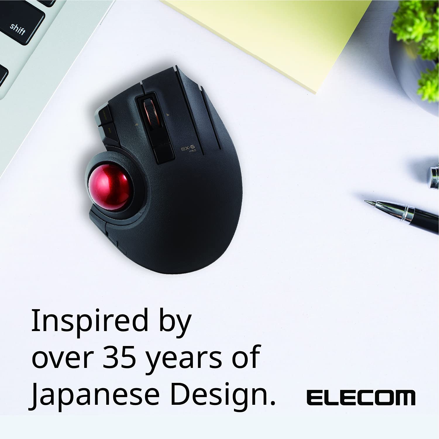 ELECOM Wired/Wireless/Bluetooth Thumb-Operated Trackball Mouse & Wired Japanese Layout Keyboard with Built-in Optical Trackball Mouse & Scroll Wheel