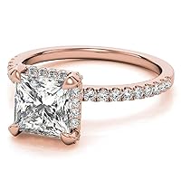 JEWELERYYA 2 CT Princess Cut Colorless Moissanite Engagement Ring, Wedding/Bridal Ring, Halo Style, Solid Sterling Silver, Anniversary Bridal Jewelry, Awesome Ring For Her