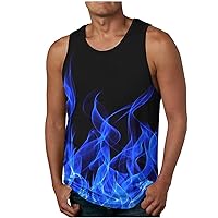 Graphic Tank Tops Men 3D Flame Print Novelty Vest Casual Soft Sleeveless T-Shirt Workout Vest Summer Fashion Tanks
