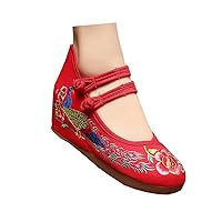 Chinese Traditional Phoenix Breading Embroidered Oxfords Sole Casual Dancing Shoes