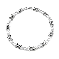 caiyao Punk Barbed Wire Thorns Chunky Brambles Metal Link Chain Adjustable Necklace Safety Spur Duty Padlock Flame Necklace Cool Hiphop Rock Choker Jewelry for Women Men