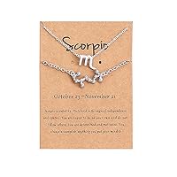 COLORFUL BLING 2Pcs 12 Constellation Zodiac Sign Layered Choker Necklaces Letter Astrology Horoscope with Message Card for Women Girls Jewelry, Crystal Metal, crystal,