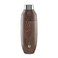 SNOWFOX Premium Vacuum Insulated Stainless Steel Cocktail Shaker-Home Bar Accessories-Elegant Drink Mixer-Leak-Proof Lid With Jigger & Built-In Strainer-Dark Walnut-22oz