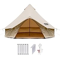 Happybuy Canvas Bell Tent, 4 Seasons Breathable 100% Cotton Canvas Yurt Tent - w/Stove Jack, Luxury Glamping Tent Waterproof Canvas Tents for Family Camping Outdoor Hunting Party