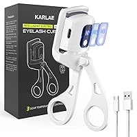 Heated Eyelash Curlers with 3 Heating Modes, Temperature Display and Rapid Heating Electric Eyelash Curler, USB Rechargeable Eye Lash Curler for Long-Lasting Curl (White)