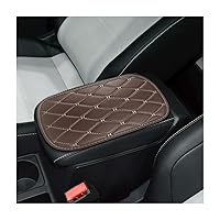 Auto Center Console Pad, PU Leather Car Center Console Box Cushion, Non Slip Soft Armrest Seat Box Cover, Waterproof Vehicle Armrest Protector for SUV, Truck, Car (Rhombic Lattice Brown/Beige)