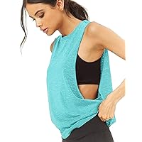 Womens Workout Fitness Tank Tops Cropped Sleeveless Gym Yoga Running Athletic Shirts