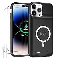 Battery Case for iPhone 14 Pro, 10000mAh High Capacity Rechargeable Portable Protective Extended Charger Case Wireless Charging Compatible with iPhone 14 Pro (6.1 inch) Charging Case & Carplay (Black)