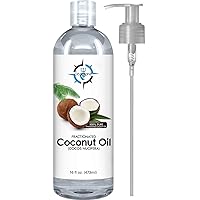 Natural Fractionated Coconut Oil - Natural Relaxing Massage Oil, Liquid Carrier Oil for Diluting Essential Oils - Skin, Lip, Body & Hair Oil Moisturizer & Softener - 16 fl oz