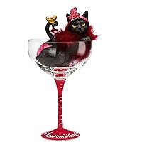 Pavilion Gift Company Hiccup by H2Z 9-1/4-Inch Meowmikaze Cocktail Glass with Tall Black Cat