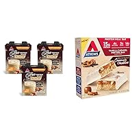 Atkins Café Caramel Protein Shake, 3g Net Carb + Atkins Vanilla Caramel Pretzel Protein Bar, 4g Net Carbs, Keto Friendly Bundle