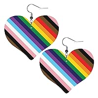 Dominica Flag Faux Leather Earrings For Women Girls Lightweight Heart Dangle Earrings Gift