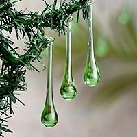 IndianShelf 20 Piece Chandelier Crystal Drop| Green Hanging Chandelier Crystals| Crystal Chandelier Beads| Green Glass Ornaments| Tear Drop Crystal Christmas Ornaments| Crystals Chandelier Beads