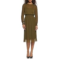 TOMMY HILFIGER Women's Sintched Waist Midi Dress