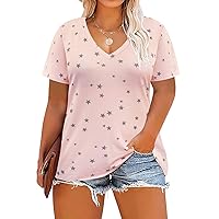 RITERA Plus Size Tops For Women Oversized Summer Basic V Neck Short Sleeve Henley Shirt Casual Tunic Shirts XL-5XL