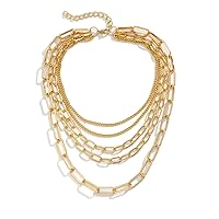 Layered Chain Necklaces for women 18 Inch Gold Plated Paperclip Chain Silver Tone Choker Necklace Rope Ball Chains Punk Jewelry
