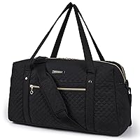 BAGSMART Travel Duffle Bag 31L Quilted Weekender Overnight Bag for Women with Laptop Compartment, Large Carry On Airport Bag with Wet Pocket & Shoe Bag for Travel, Business Trips, Sports(Black)