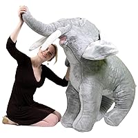 Giant Stuffed Elephant - 48 Inch Soft Big Plush Realistic Gray