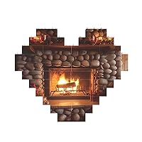 Building Block Puzzle Heart Shaped Building Bricks Set Christmas Fireplace New Year Building Brick Block For Adults Block Puzzle Building For Ornament 3d Micro Building Blocks For Creators Of All Ages