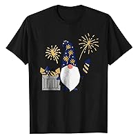 Women's 4Th of July Outfits Fashion Casual Printed Short Sleeve Round Neck Pullover Tops Shirts, S-3XL