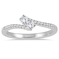 AGS Certified 1/4 Carat TW Two Stone Diamond Ring in 10K White Gold